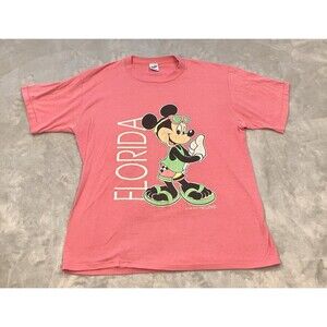 Vintage 90s Disney Minnie Mouse Florida T-Shirt Women's Size XL Pink